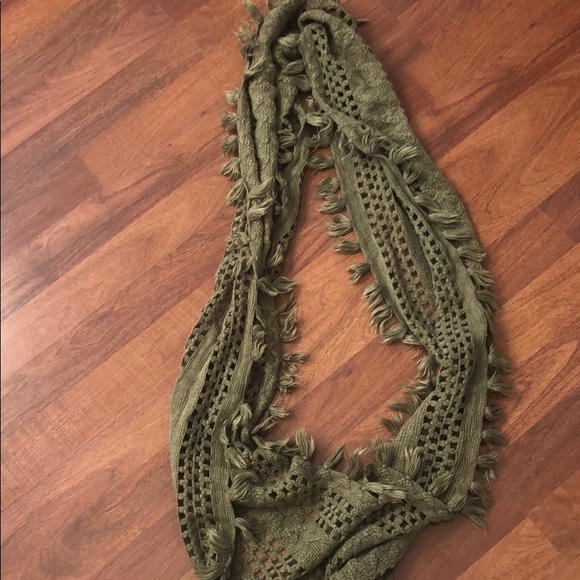Olive Fringe Infinity Scarf - Picture 2 of 2